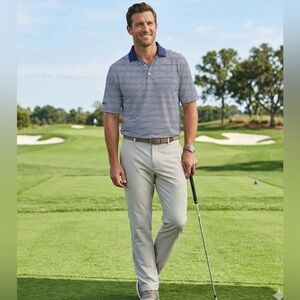 Peter Millar Summer Comfort Short Sleeve Blue Golf Polo Shirt